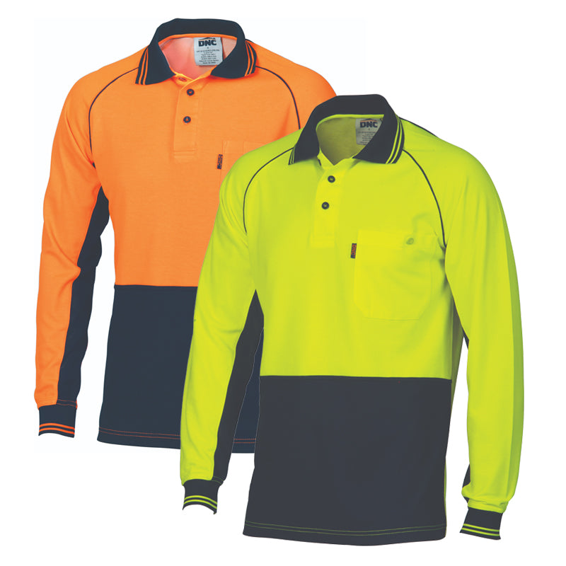 3720 2TONE COTTON BACKED L/S POLO SHIRT