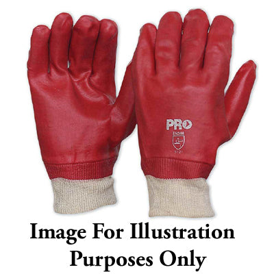 PVC27KW  RED PVC GLOVE WITH KNITTED WRIST