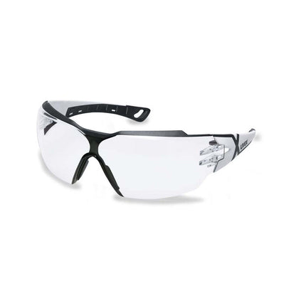 9198-202 UVEX PHEOS CX2 WHITE/BLACK ARMS, CLEAR SUPRAVISION EXCEL LENS SAFETY GLASSES