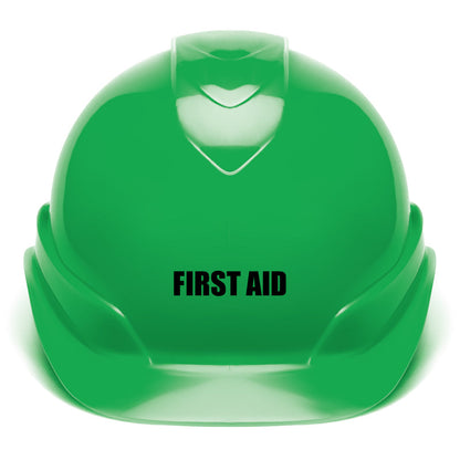 TA560F04:GN TA560 GREEN HARD HAT WITH FIRST AID PRINTED ON FRONT