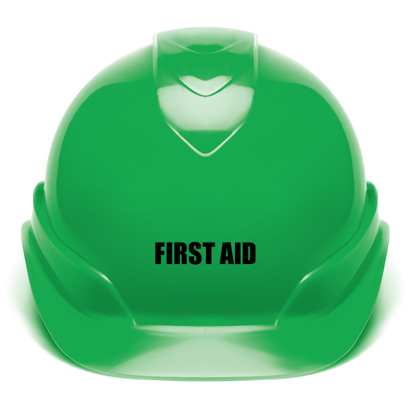 TA560F04:GN TA560 GREEN HARD HAT WITH FIRST AID PRINTED ON FRONT