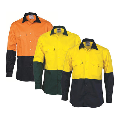 3832 DNC HI VIZ 2TONE COTTON DRILL SHIRT L/S