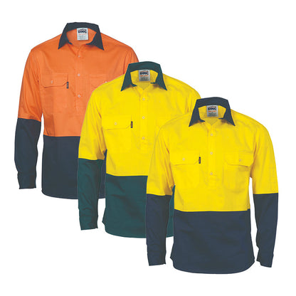 3834 DNC CLOSE FRONT COTTON DRILL L/S SHIRT WITH GUSSET SLEEVE