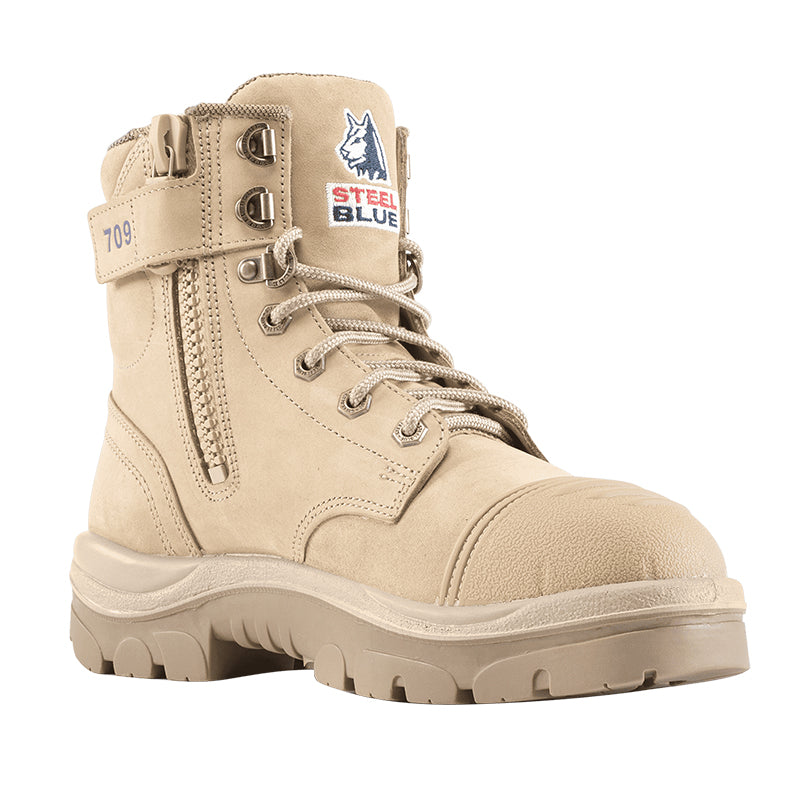 512709 STEELBLUE LADIES ARGYLE TPU SOLE ZIP SIDE BOOTS WITH SCUFF CAP