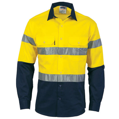 3536 DNC HI VIS LONG SLEEVE DRILL SHIRT HOOP PATTERN TAPE