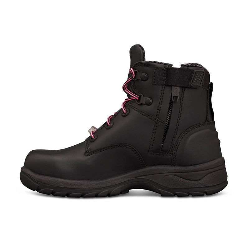 49-445Z OLIVER LADIES LACE UP ZIP SIDE LTHR BOOT