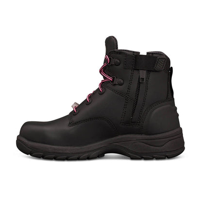 49-445Z OLIVER LADIES LACE UP ZIP SIDE LTHR BOOT