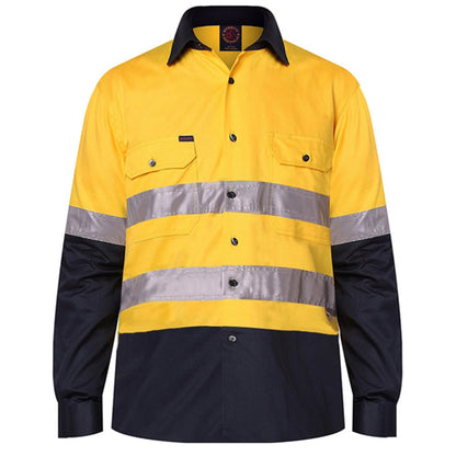 RM1050R RITEMATE OPEN FRONT LONG SLEEVE TAPED SHIRT 190GSM DRILL