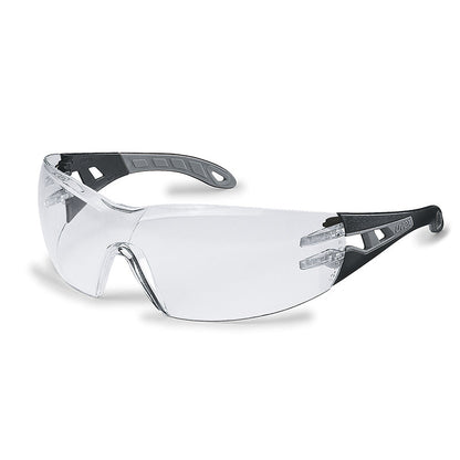 9192-302 UVEX PHEOS BLACK/GREY FRAME CLEAR ANTI-FOG LENS SAFETY GLASSES