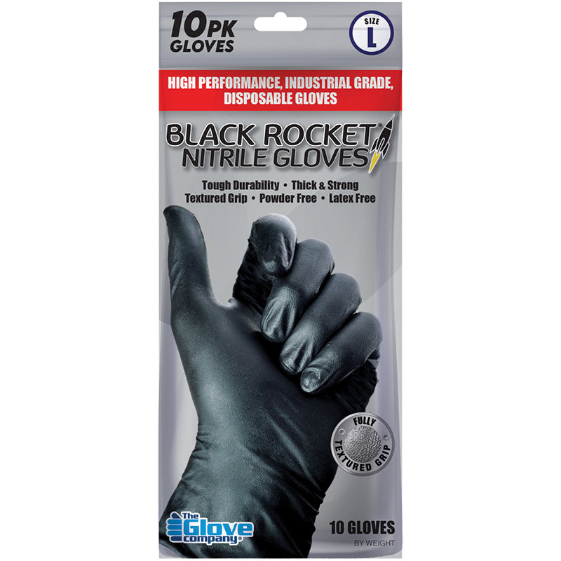 130102 BLACK ROCKET DISPOSABLE GLOVE PK/10 – SIZE MEDIUM