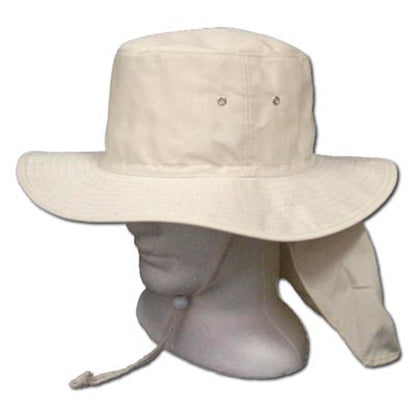 Y-1053 CANVAS SUN HAT WITH FLAP AND TOGGLE