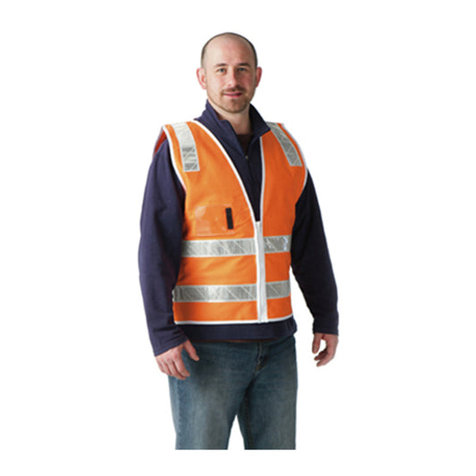 VR3 DRILL VEST ORANGE ZIP WHITE TAPE, SHOULDER STRAP, 2 BODY HOOPS, 1 TAIL HOOP