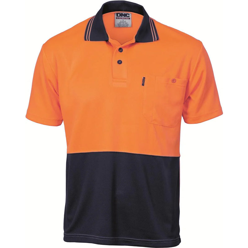 3811 DNC HI VIS 2 TONE COOL BREATHE SHORT SLEEVE POLO SHIRT