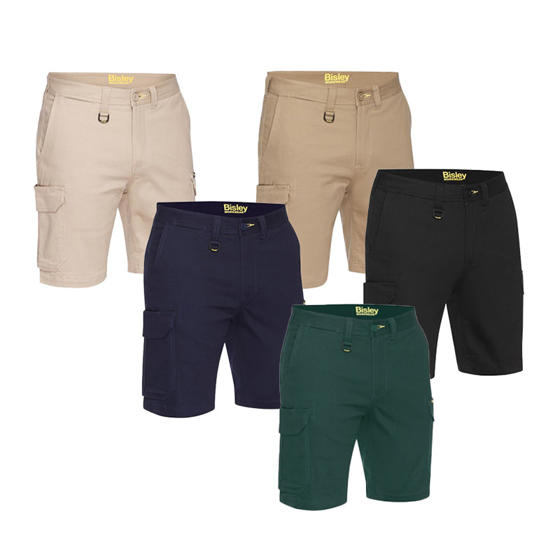 BSHC1008 BISLEY MENS STRETCH COTTON CARGO SHORTS