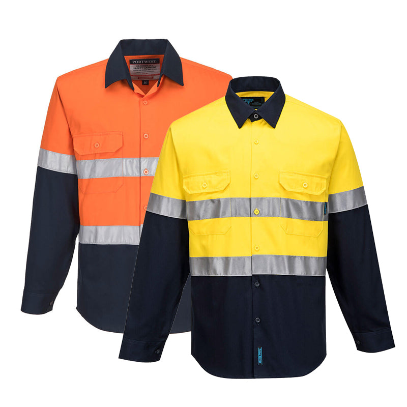 MA803 PORTWEST INDUSTRIAL HI VIS LIGHTWEIGHT CONTRAST LONG SLEEVE SHIRT
