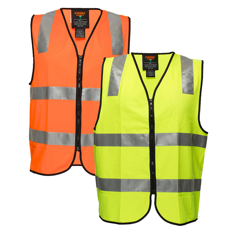 MZ102 HI-VIS VEST WITH 3M TAPE-ZIP CLOSE #