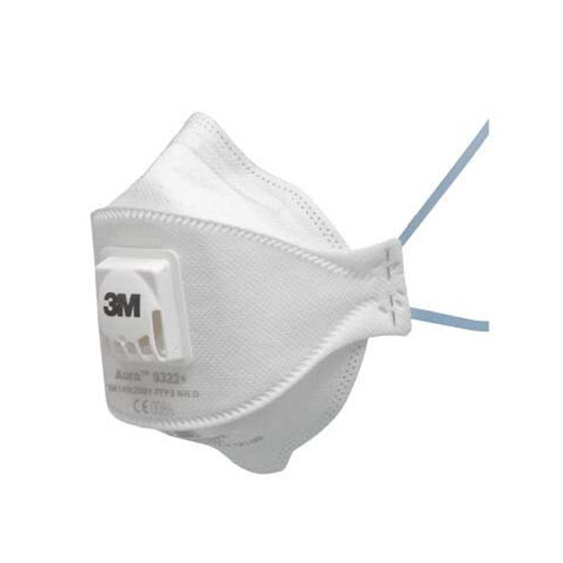 9322A+ 3M P2 DISP MASK FLAT FOLD VALVED BX10  #