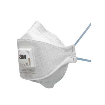 9322A+ 3M P2 DISP MASK FLAT FOLD VALVED BX10  #