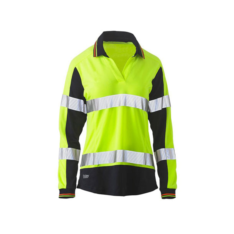 BKL6225T BISLEY LADIES HI-VIS L/S POLO + TAPE