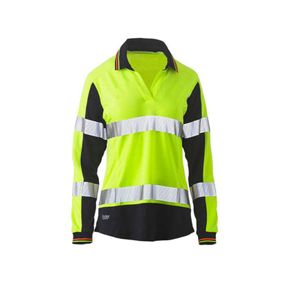 BKL6225T BISLEY LADIES HI-VIS L/S POLO + TAPE