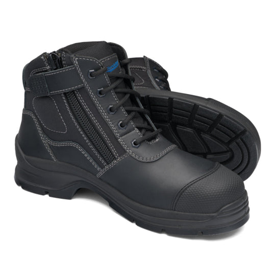 B319 BLUNDSTONE LEATHER LACE UP ZIP SIDE BOOT
