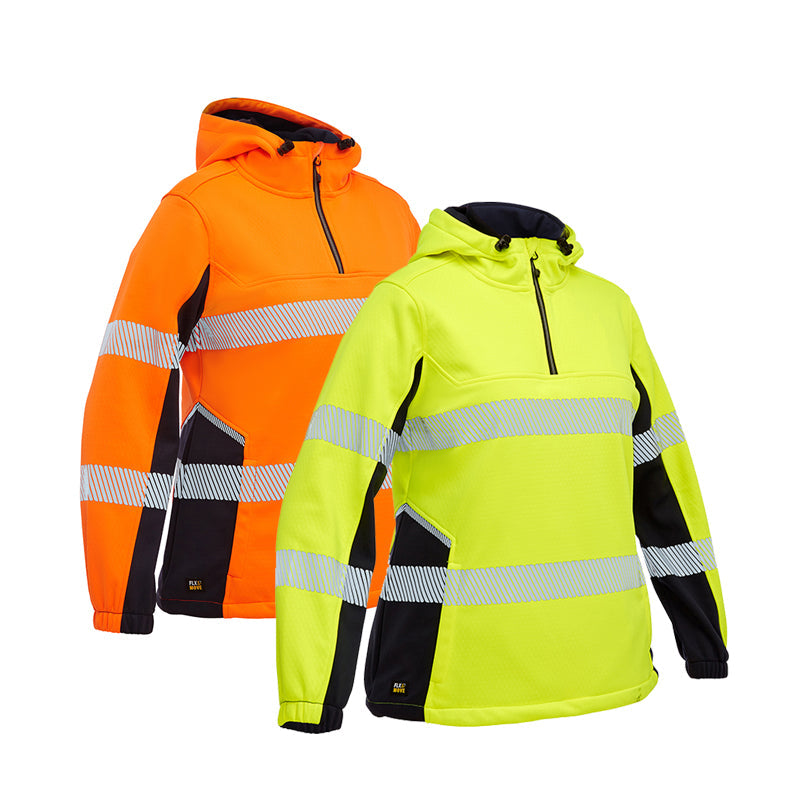 BKL6571T BISLEY LADIES HI VIS TAPED LIQUID REPELLENT FLEECE HOODIE