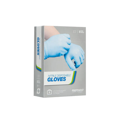 E3 FASTAID NITRILE DISPOSABLE GLOVES PK/5 PR (GLOVE SIZE LARGE)