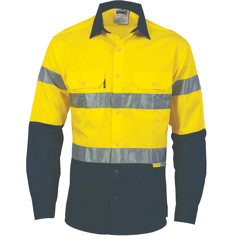 3886 COOL BREEZE COT DRL 2TONE HV L/S WITH REFTAPE