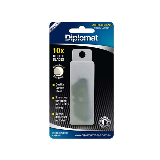 A33RND DIPLOMAT SAFETY KNIFE BLADES – ROUND CORNER TO SUIT A38 & A33 PK/10