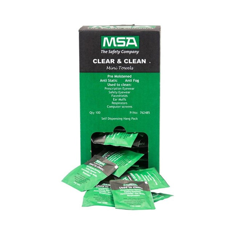 762485 MSA CLEAR AND CLEAN MINI TOWELS ANTI FOG BX/100