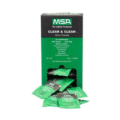 762485 MSA CLEAR AND CLEAN MINI TOWELS ANTI FOG BX/100