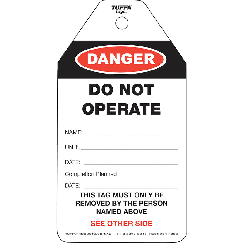 PD02 TUFFA DO NOT OPERATE POLY TAGS PK/100