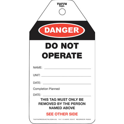 PD02 TUFFA DO NOT OPERATE POLY TAGS PK/100
