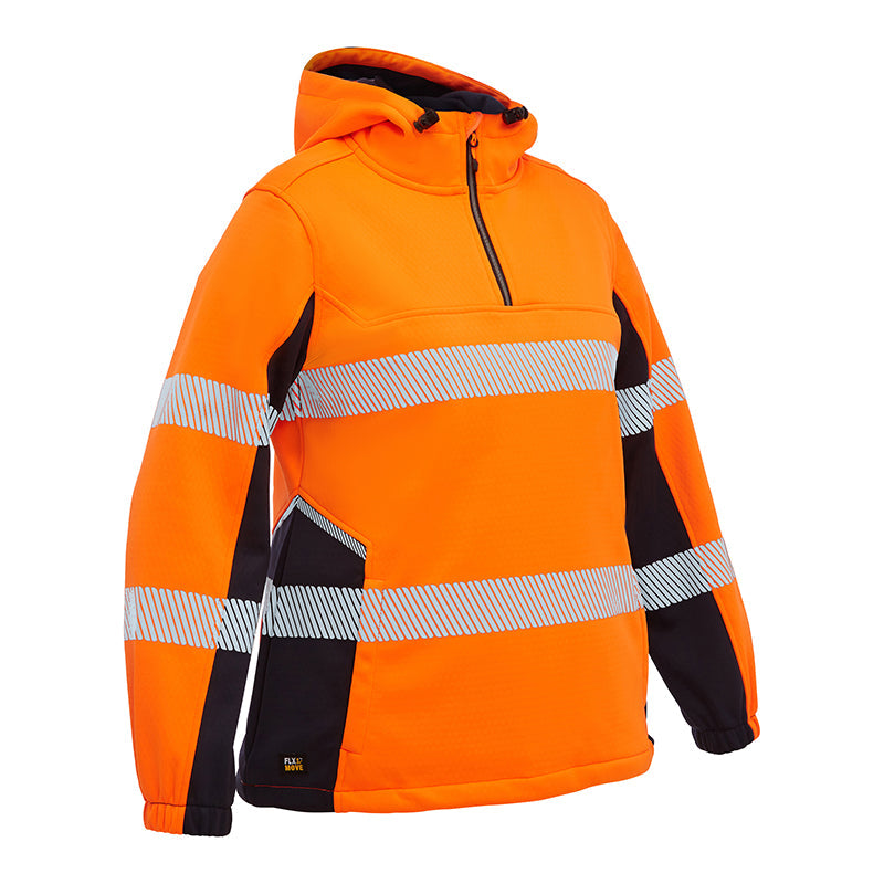 BKL6571T BISLEY LADIES HI VIS TAPED LIQUID REPELLENT FLEECE HOODIE