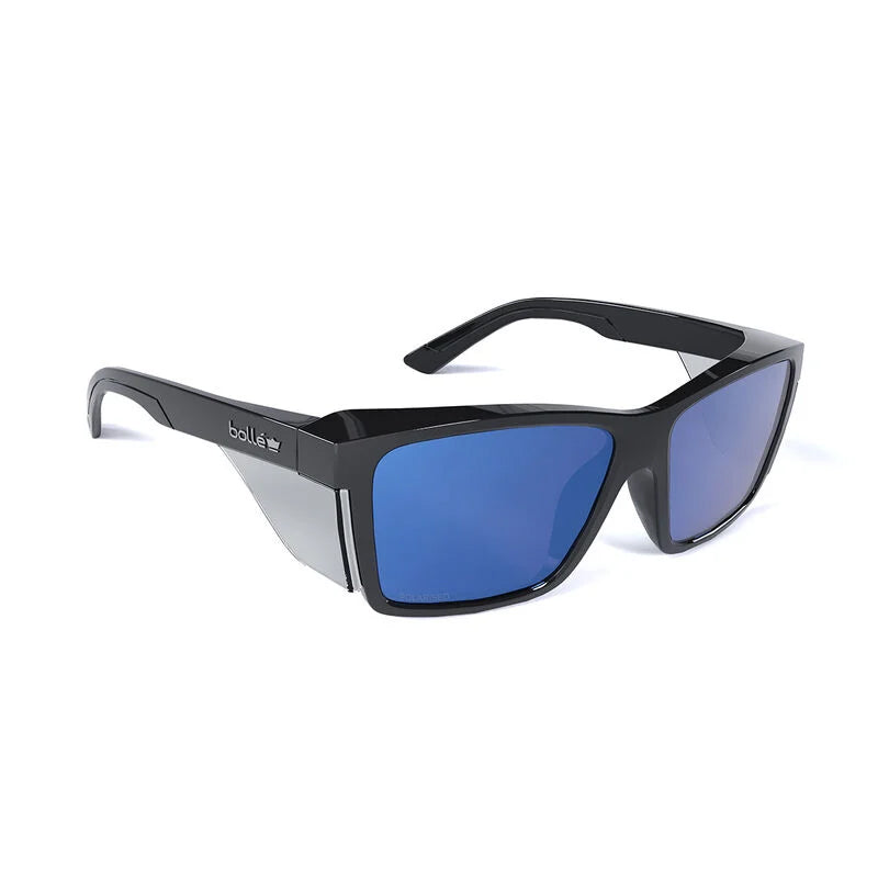 STK42N51A BOLLE STKS 420 COBALT MIRROR POLARIZED PC LENS SAFETY GLASSES AS BLACK GLOSS PC TEMPLES/FRAME
