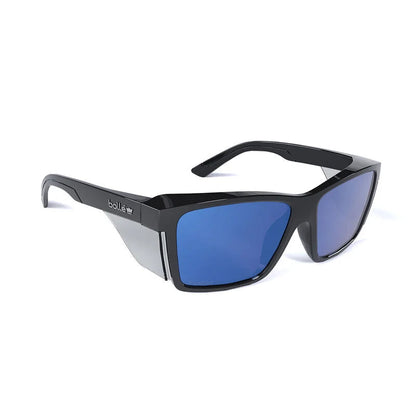 STK42N51A BOLLE STKS 420 COBALT MIRROR POLARIZED PC LENS SAFETY GLASSES AS BLACK GLOSS PC TEMPLES/FRAME