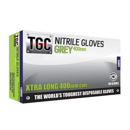 TGC 400MM EXTRA LONG CUFF NITRILE GLOVE BX=40