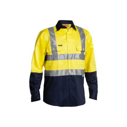 BS6267T BISLEY 2 TONE LONG SLEEVE SUMMER WEIGHT DRILL SHIRT WITH TAPE