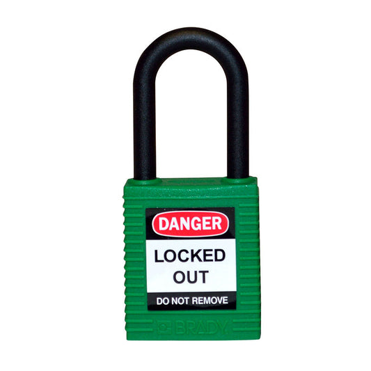 0406GRN GREEN NON CONDUCTIVE PADLOCK KEYED DIFFERENTLY EACH