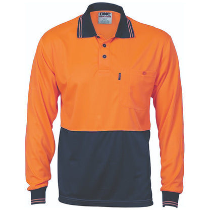 3813 DNC HI VIS 2 TONE COOL BREATHE LONG SLEEVE POLO SHIRT