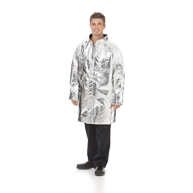 AP770001 GUARDIAN ALUMINISED ARAMID  WOOL LINED FURNACE COAT 550GSM 95CM LENGTH