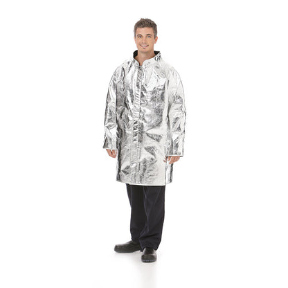 AP770001 GUARDIAN ALUMINISED ARAMID  WOOL LINED FURNACE COAT 550GSM 95CM LENGTH
