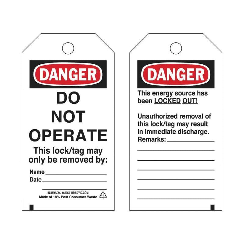 66050 BRADY LOCKOUT TAGS DANGER DO NOT OPERATE PK=25