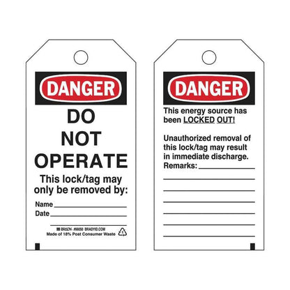 66050 BRADY LOCKOUT TAGS DANGER DO NOT OPERATE PK=25