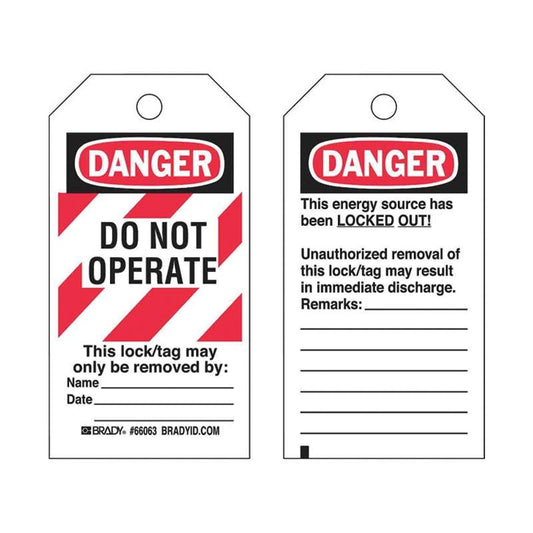 65520 BRADY LOCKOUT TAG “DO NOT OPERATE” PK=25