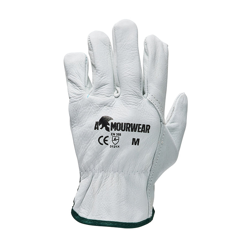 F12-1HM ARMOURWEAR RIGGERS GLOVE COW HIDE BEIGE MEDIUM       #