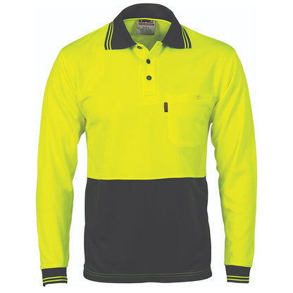 3813 DNC HI VIS 2 TONE COOL BREATHE LONG SLEEVE POLO SHIRT