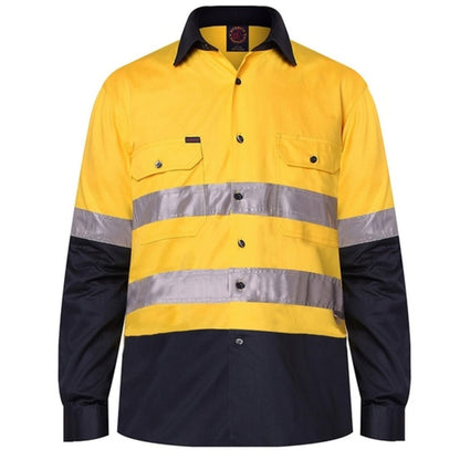 RM1050R RITEMATE OPEN FRONT LONG SLEEVE TAPED SHIRT 190GSM DRILL