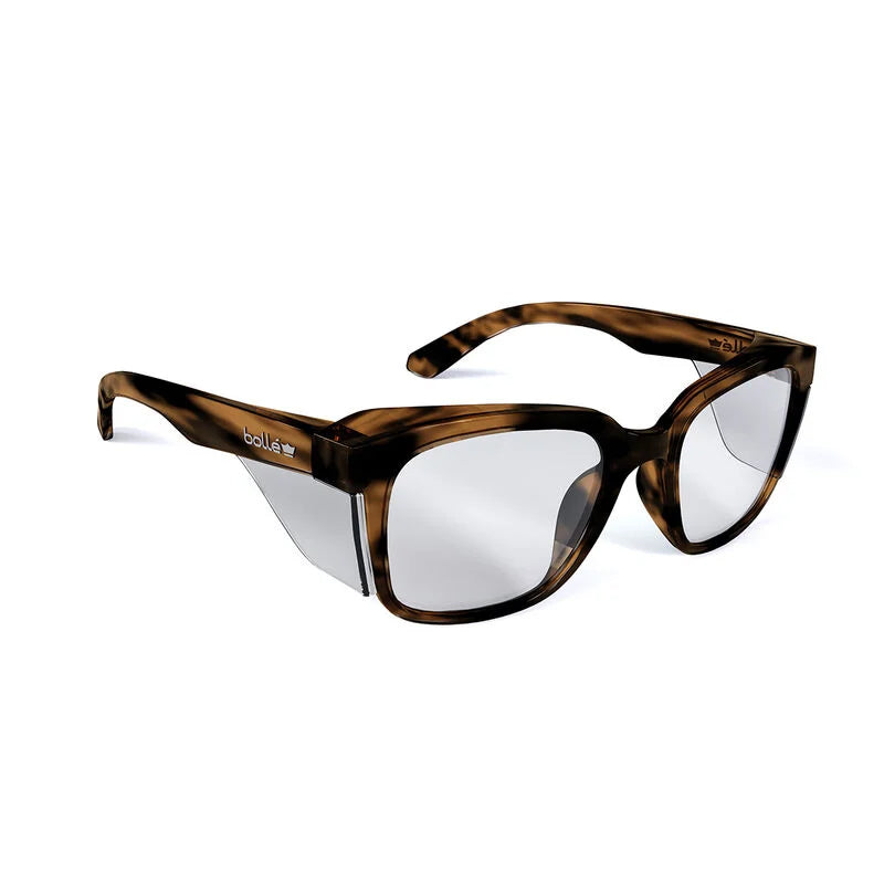 STK41N12A BOLLE STKS 410 CLEAR LENS PC SAFETY GLASSES PLATINUM ASAF BROWN TORTOISE PC TEMPLE/FRAME