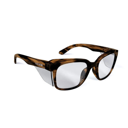 STK41N12A BOLLE STKS 410 CLEAR LENS PC SAFETY GLASSES PLATINUM ASAF BROWN TORTOISE PC TEMPLE/FRAME